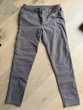 lululemon athletica Men's ABC Slim Tech Textured Canvas Heathered Dark Tan Pants